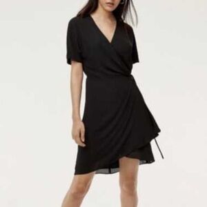 Babaton Wallace Wrap Short Sleeve Dress in Black